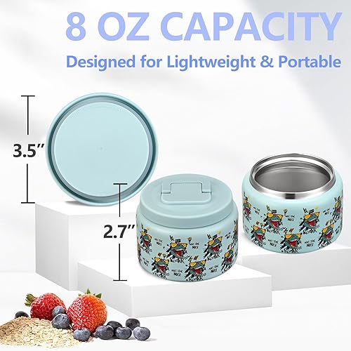 Miniatura 10 de Termo de 8 onzas para niños para comida caliente, al vacío, sopa térmica, aislada, contenedor de almuerzo, termo de alimentos para la escuela,