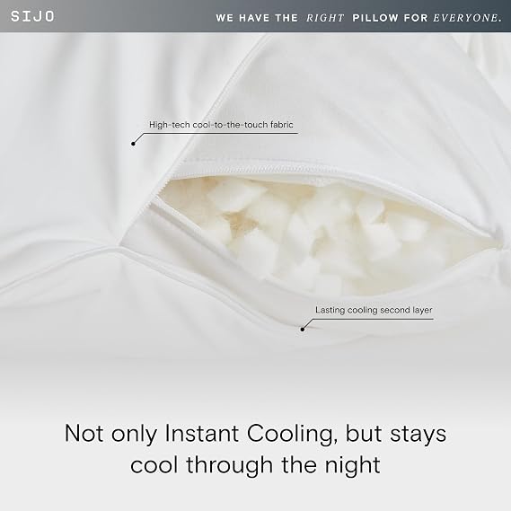 Sijo FlexCool Shredded Memory Foam Pillow - Adjustable Loft Pillow w/Cooling Surface - Good Housekeeping 2026 Bedding Award Winner - CertiPUR-US - Medium Firm for Back, Side, Stomach Sleeper (Queen)