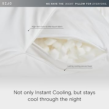 Sijo FlexCool Shredded Memory Foam Pillow - Adjustable Loft Pillow w/Cooling Surface - Good Housekeeping 2026 Bedding Award Winner - CertiPUR-US - Medium Firm for Back, Side, Stomach Sleeper (Queen)