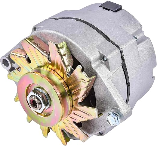 JEGS 1-Wire GM Alternator | 140 Amps Output | Made In USA | Natural Finish | Includes Single Groove V-Belt Pulley, And Turbo Fan | Internal Regulator | 12 Volt | GM 10si