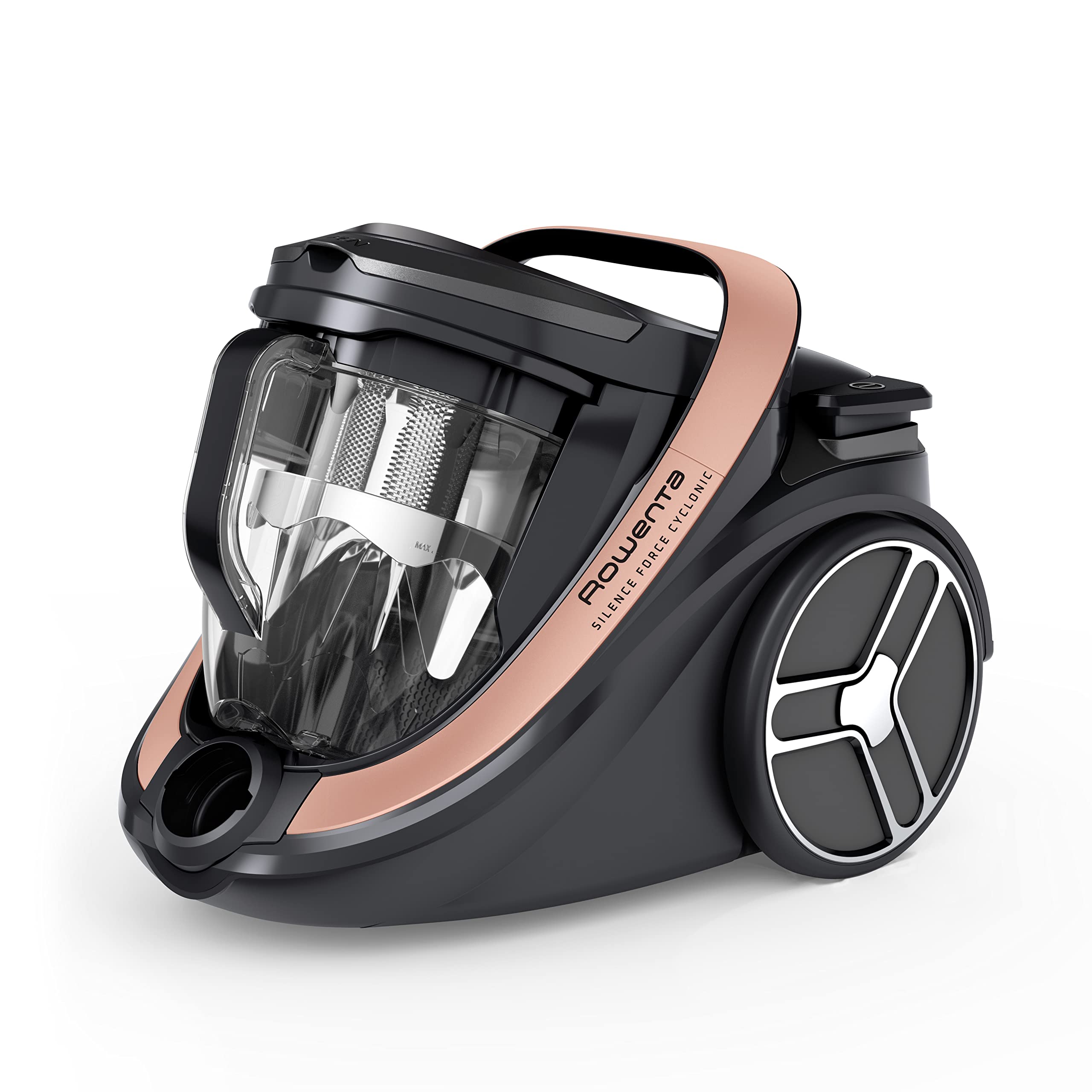 Rowenta Silence Force Cyclonic Effitech beutelloser Bodenstaubsauger, Home und Car, hohe Saugkraft, niedriger Energieverbrauch, HEPA-Filterung, XXL-Fassungsvermögen, Schwarz-Roségold, RO7954