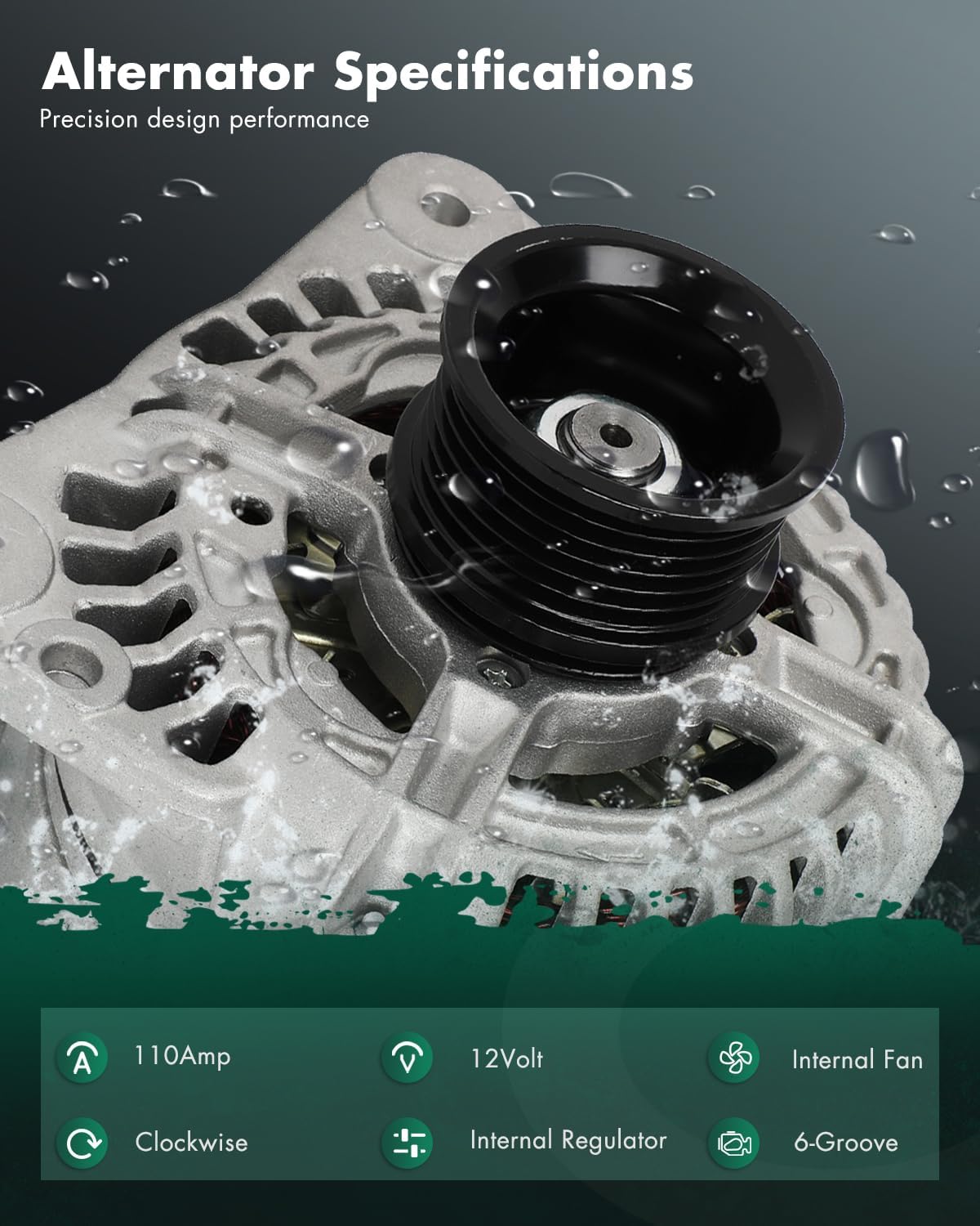 110A SCITOO Alternator New for Volkswagen for Eos 2.0L 2007-2009,for GTI 2.0L 2006-2008, for Jetta 1.9L 2006,for Jetta 2.0L 2008,for Jetta City 2.0L 08 12V CW 6-Groove Pulley Ref: 23356 06F903023G