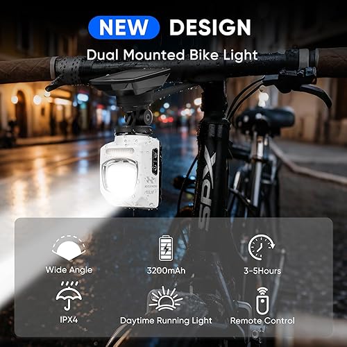 Miniatura 2 de Bike Lights for Night Riding, Cutoff Line Bicycle Light with Remote Control, 1200 Lumens USB Rechargeable Bike Headlight, Waterproof Safety Bike