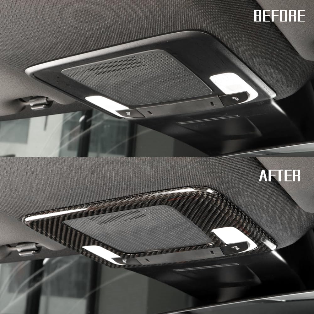 JSWAN Carbon Fiber Car Reading Light Cover Trim Fit for 11th Gen Civic Type R FL5 Typer Front Roof Reading Lamp Cover Car Reading Light Panel Frame Overlay(Bright Black)