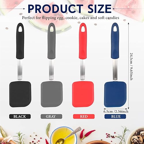 Miniatura 9 de Gejoy 4 espátulas de silicona para galletas, mini espátulas de brownie, espátulas flexibles de silicona antiadherentes, resistentes al calor, sin