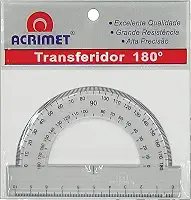 Acrimet Transferidor Escolar 180° em Poliestireno Cristal Resistente 551.0