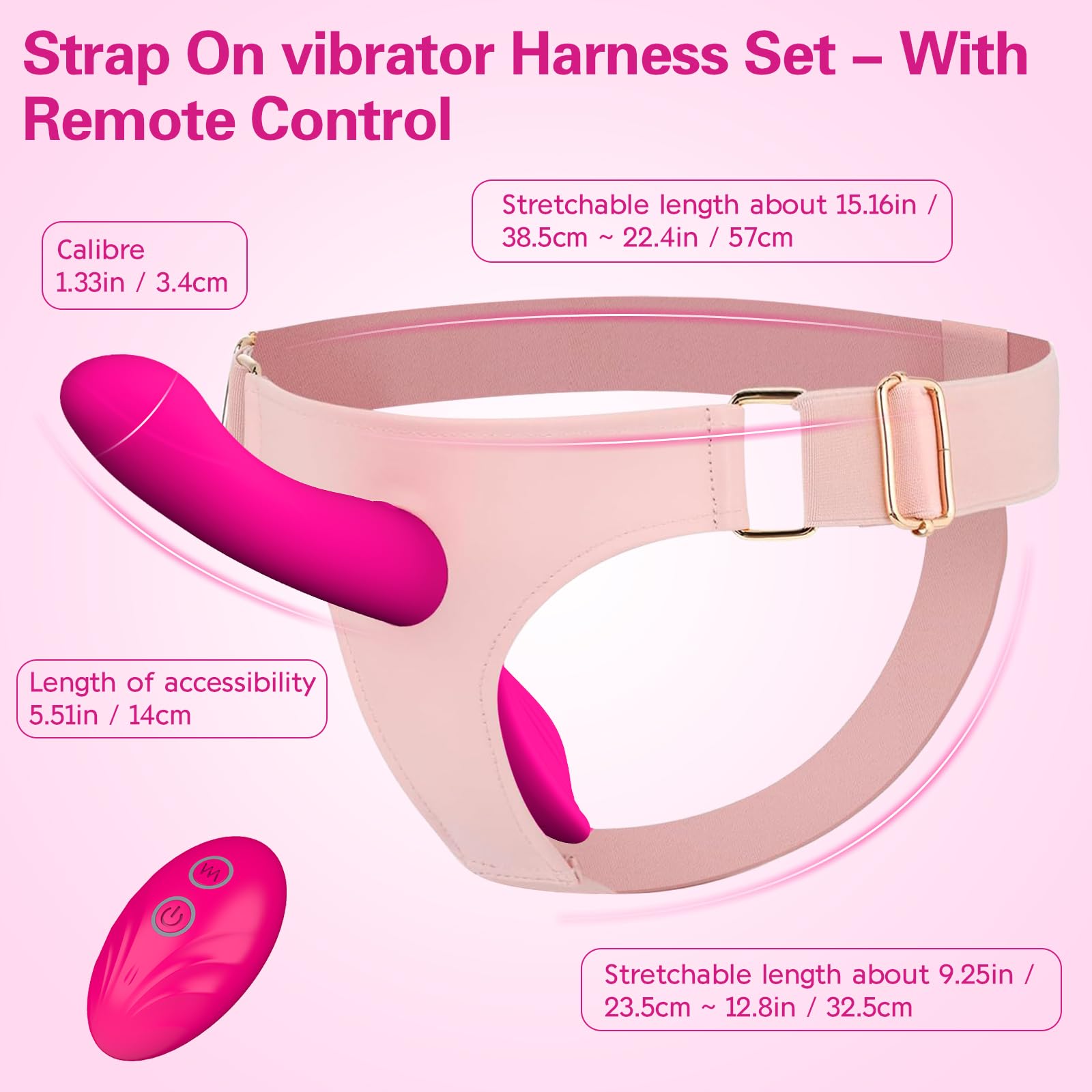 Gode Ceinture Vibrant Sextoys, Wordone Godes Ceintures Harnais Portables avec 10 Vibrations Doubles, Télécommande Godemiché Vibromasseur&Clit Stimulation, Jouet Adulte pour Femme Couple (A1005FR-Rose)
