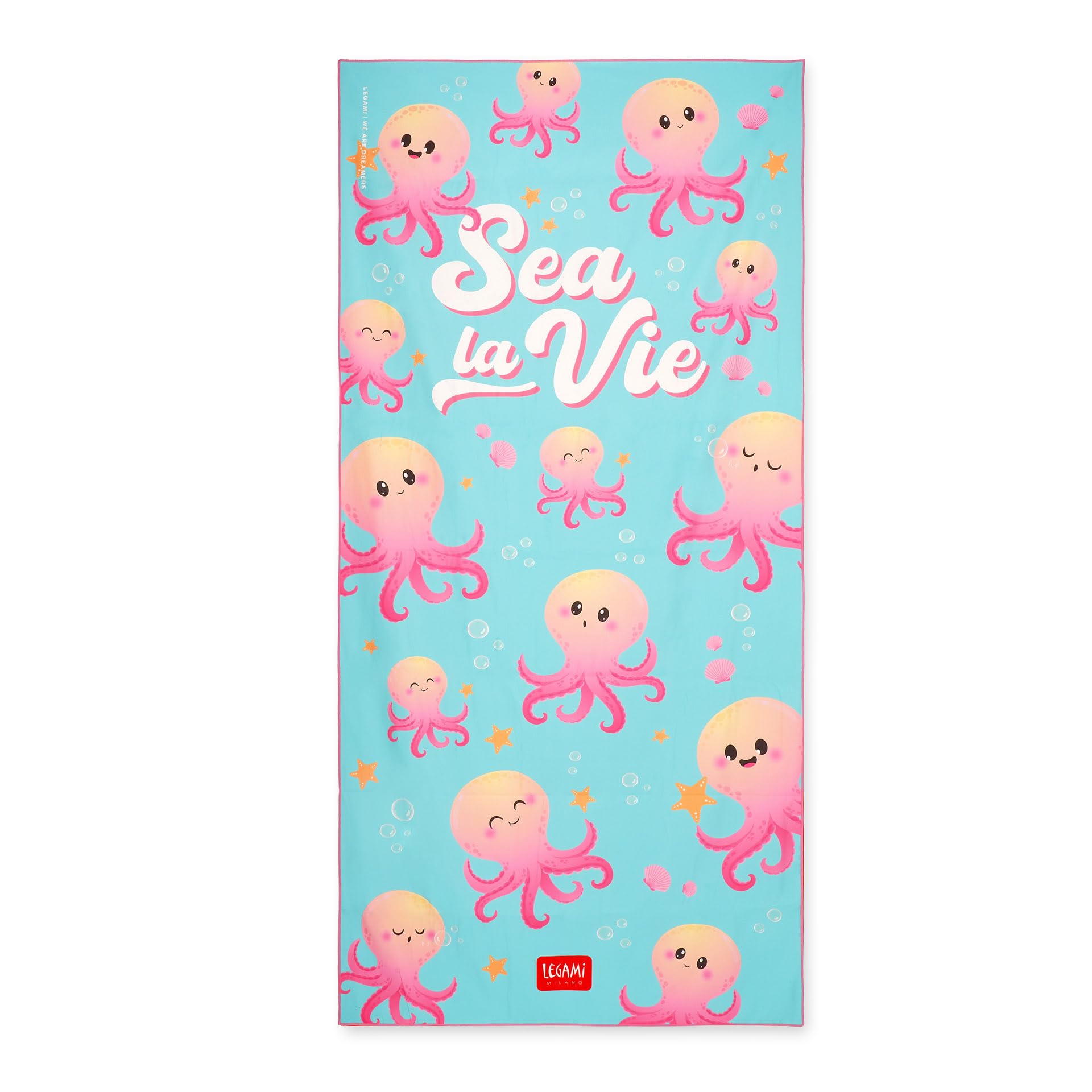 Legami - Telo Mare Leggero, Telo Mare in Microfibra, Salvietta da Spiaggia Compatta, Antisabbia, Asciugatura Rapida, Ultra Assorbente, Asciugamano Salvaspazio, 85 x 180 cm, Octopus