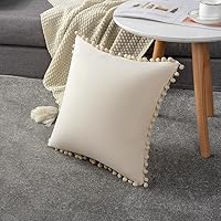 Vista 140 de 2 fundas para cojín decorativo de terciopelo con pompones