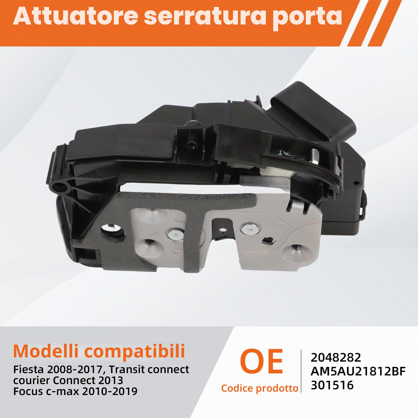 Attuatore serratura porta meccanismo serratura anteriore destro compatibile con Fiesta Attuatore serratura porta compatibile con Transit Connect Courier Focus C-max AM5AU21812BF