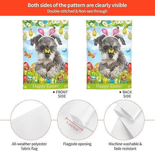Miniatura 4 de Schnauzer - Bandera de jardín con diseño de margaritas y huevo de Pascua con diseño de mariposa, para decoración al aire libre, decoración para el