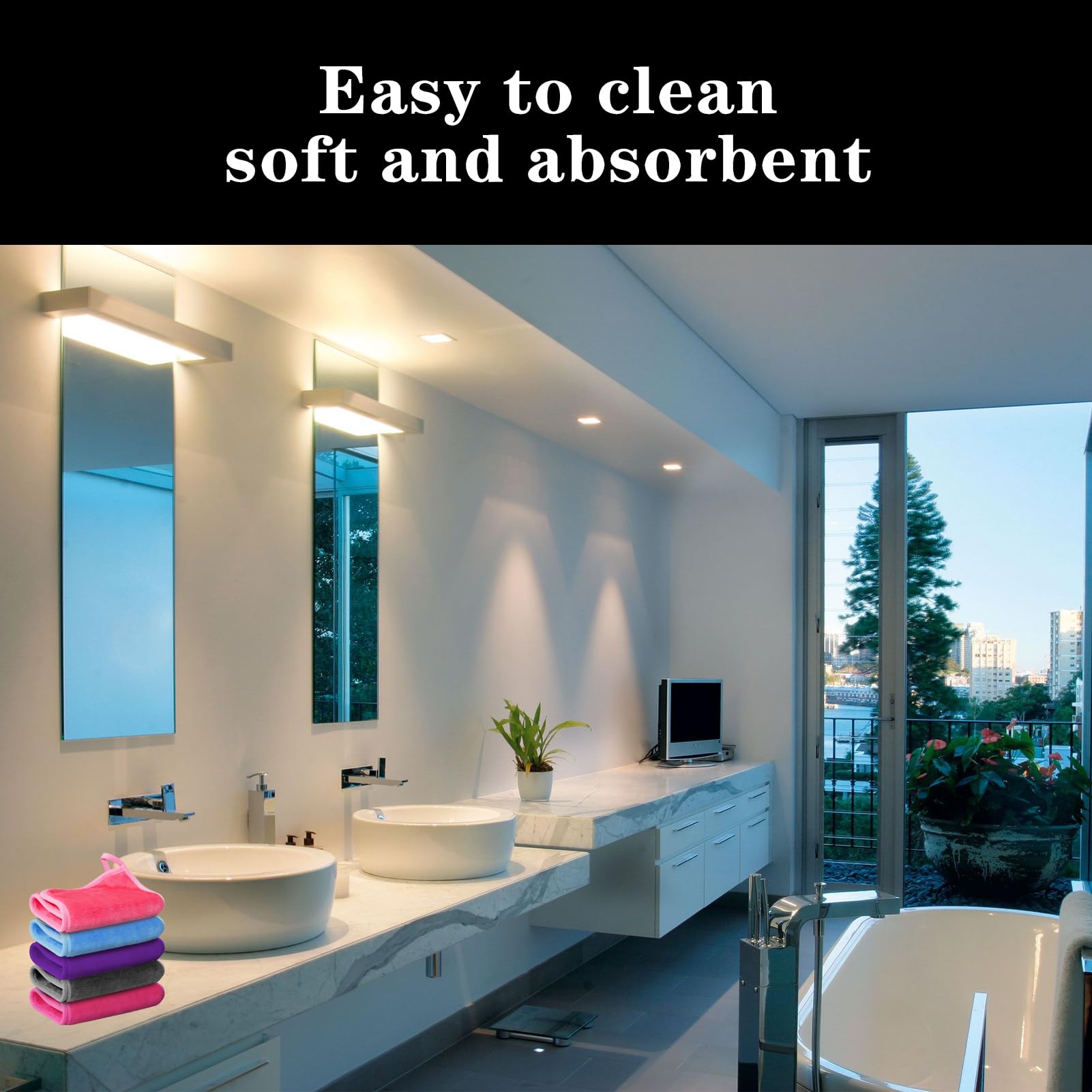 Lot De 5 Gants De Toilette Microfibre - Doux, Absorbants, Pour Le Bain Et Le Démaquillage