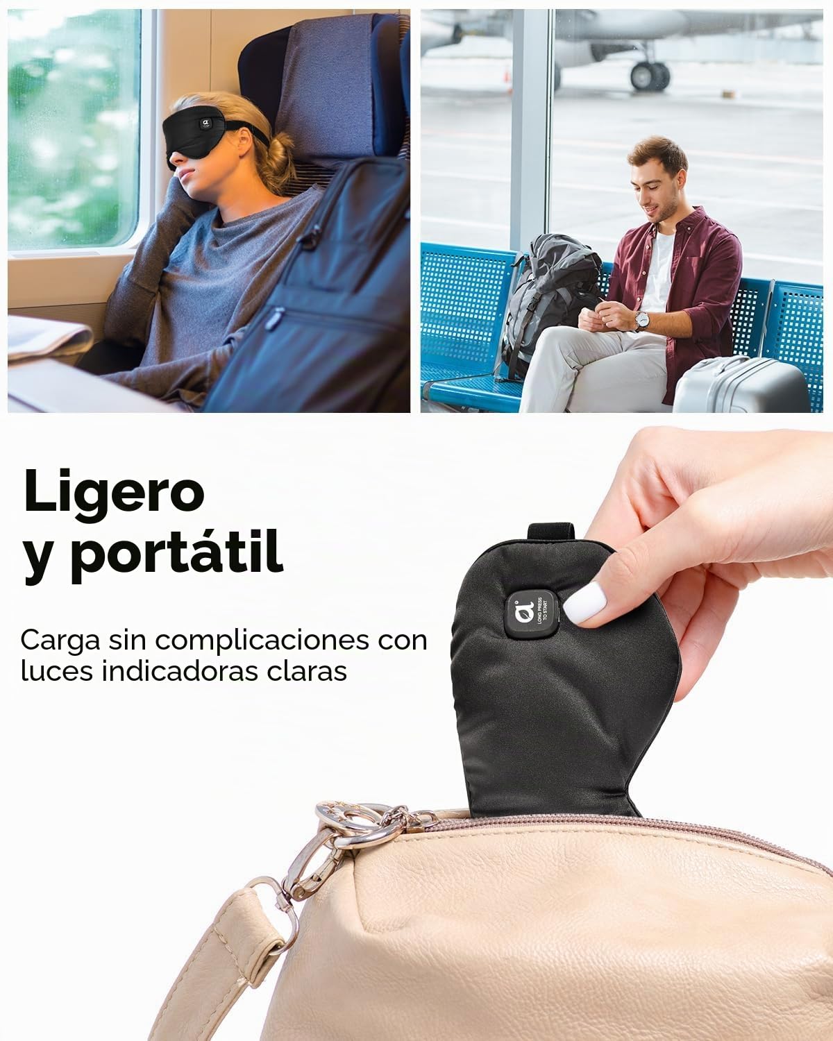 arboleaf Antifaz Calor Inalámbrica para Ojos Secos, Compresa Ocular Térmica Electrico Recargable con Batería 1000mAh, USB, Control de Temperatura, Bloqueo de Luz