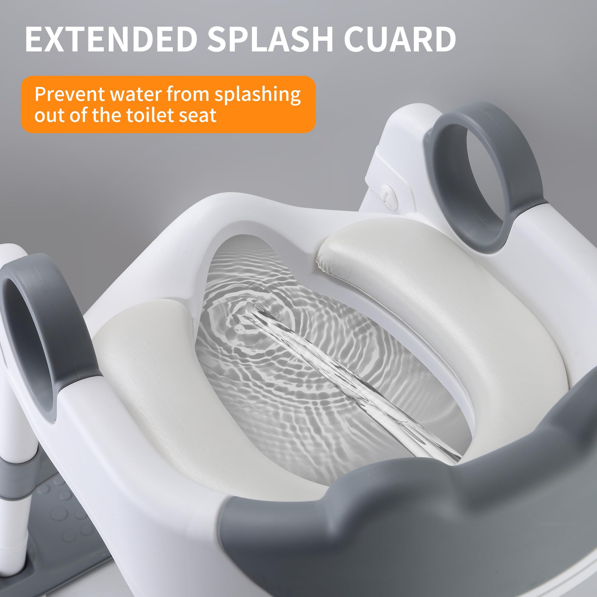 Réducteur Toilette Enfant, Réhausseur de toilettes pour enfants robuste et antidérapant, échelle de siège de toilettes pliable et réglable, Adapté aux toilettes en forme de V, U, O