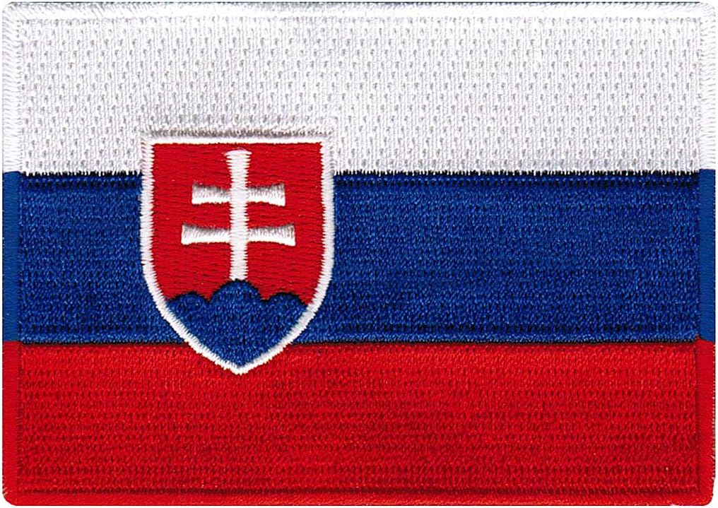 Cypress Collectibles - Slovakia Flag Patch - Premium Embroidered Appliqué - European Country Iron On Patches - Dimensions: 3.5" x 2.5"