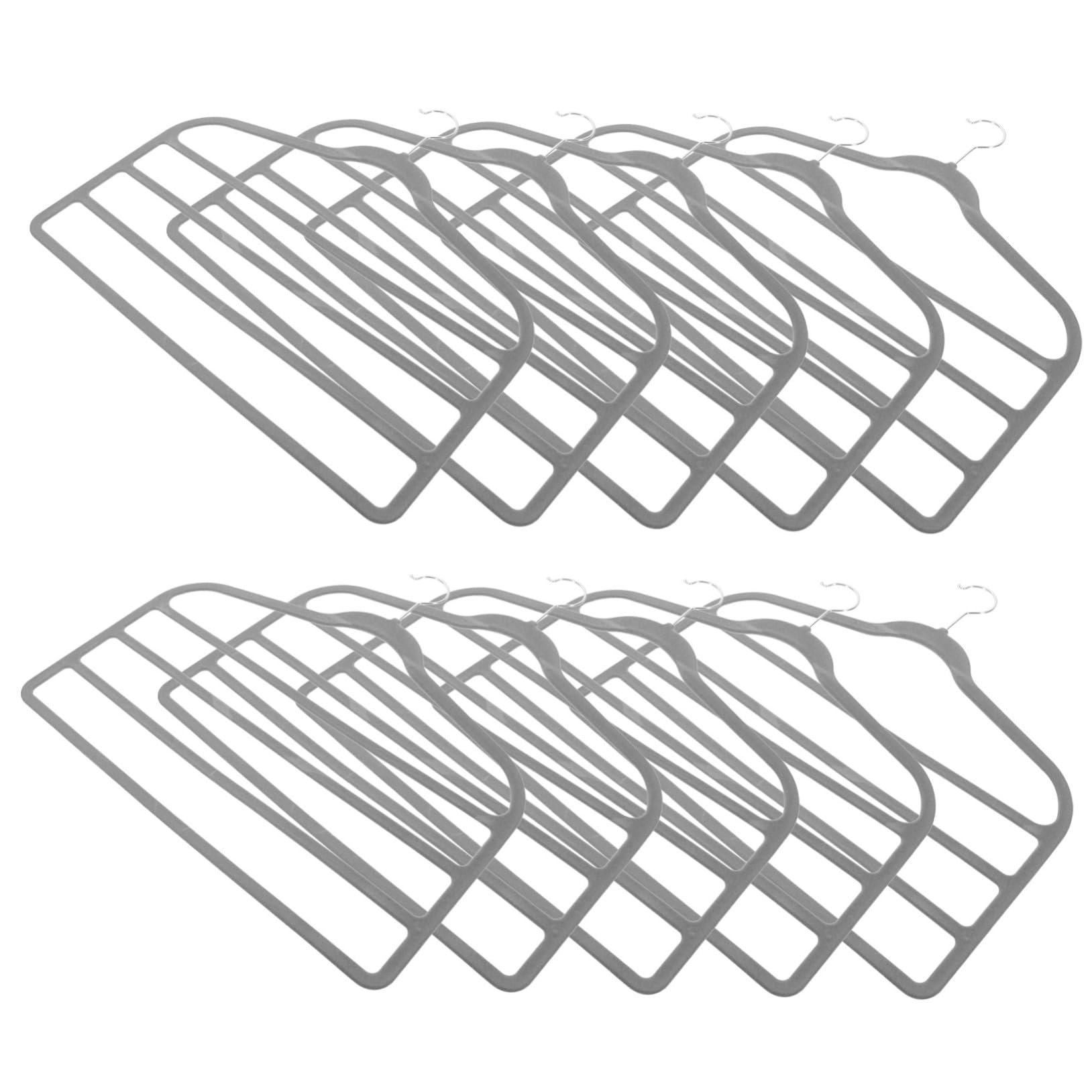 UKCOCO Perchas Multicapa de Plástico para Pantalones 10 Piezas Revestimiento de Flocking Antideslizante y Acabado Fino para Organizar Armario y Ahorrar Espacio