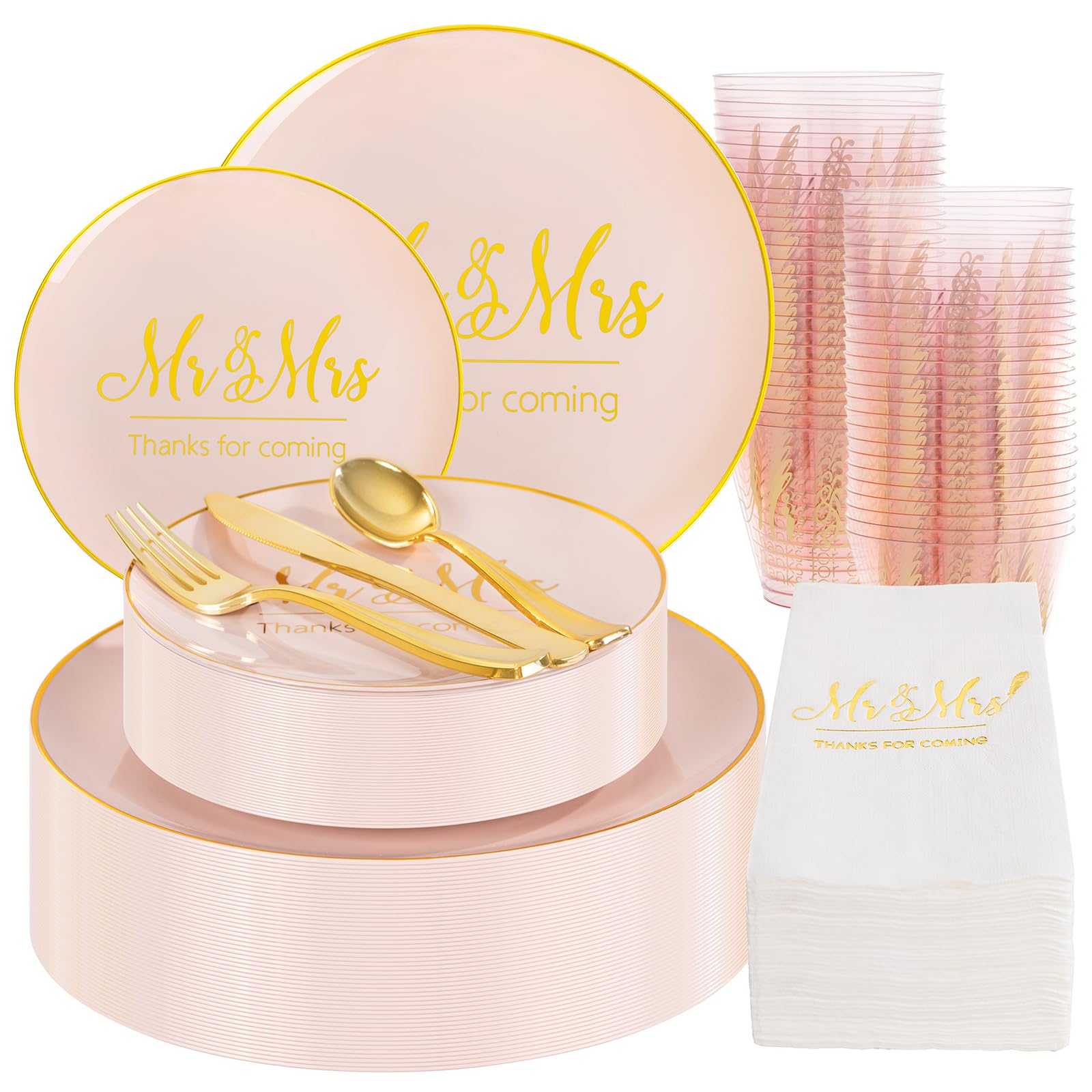 Gold Wedding Plates & Napkins - 175 Pcs -16
