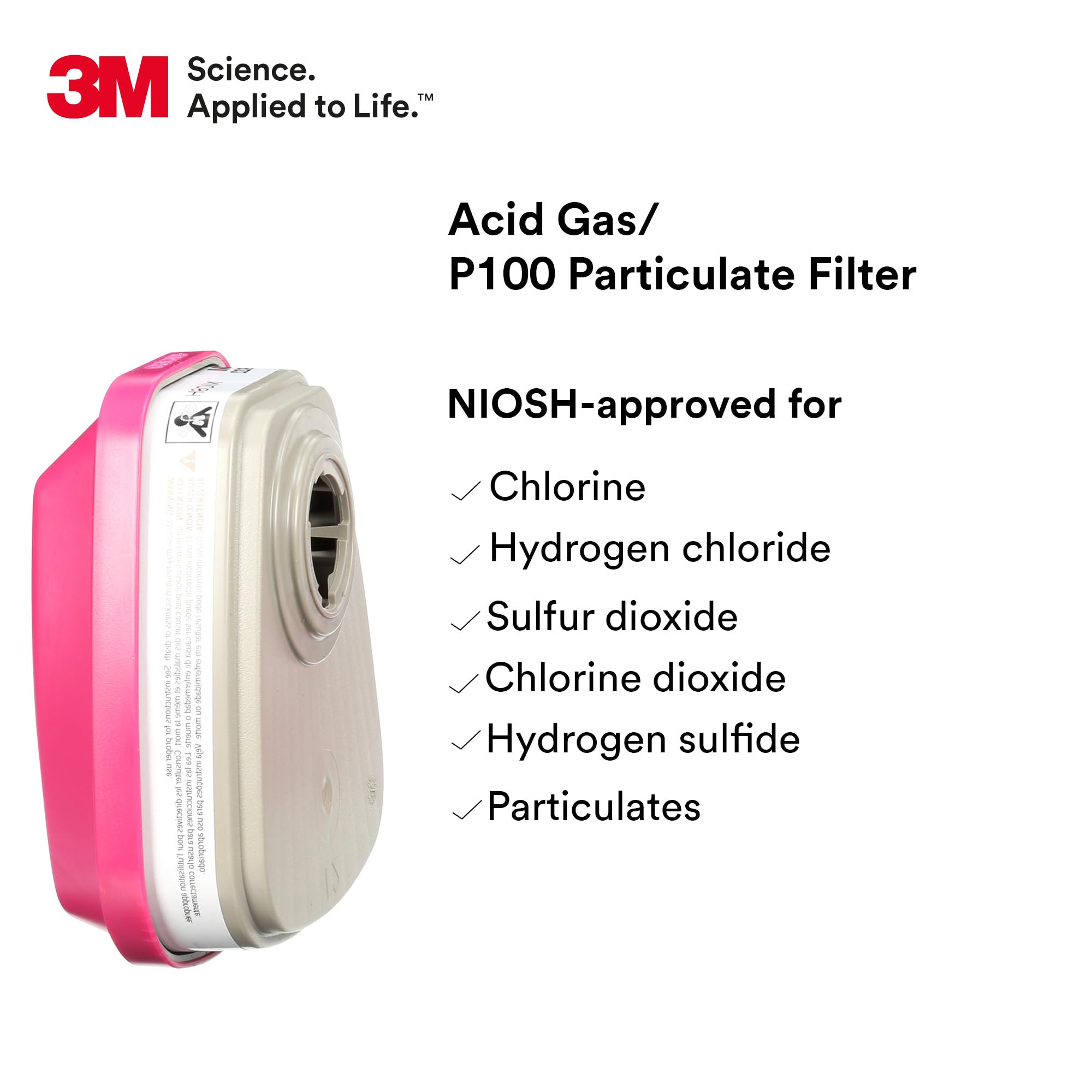 3 M Filtro de cartucho de Gas ácido/60922, P100 protección respiratoria (Pack de 2)
