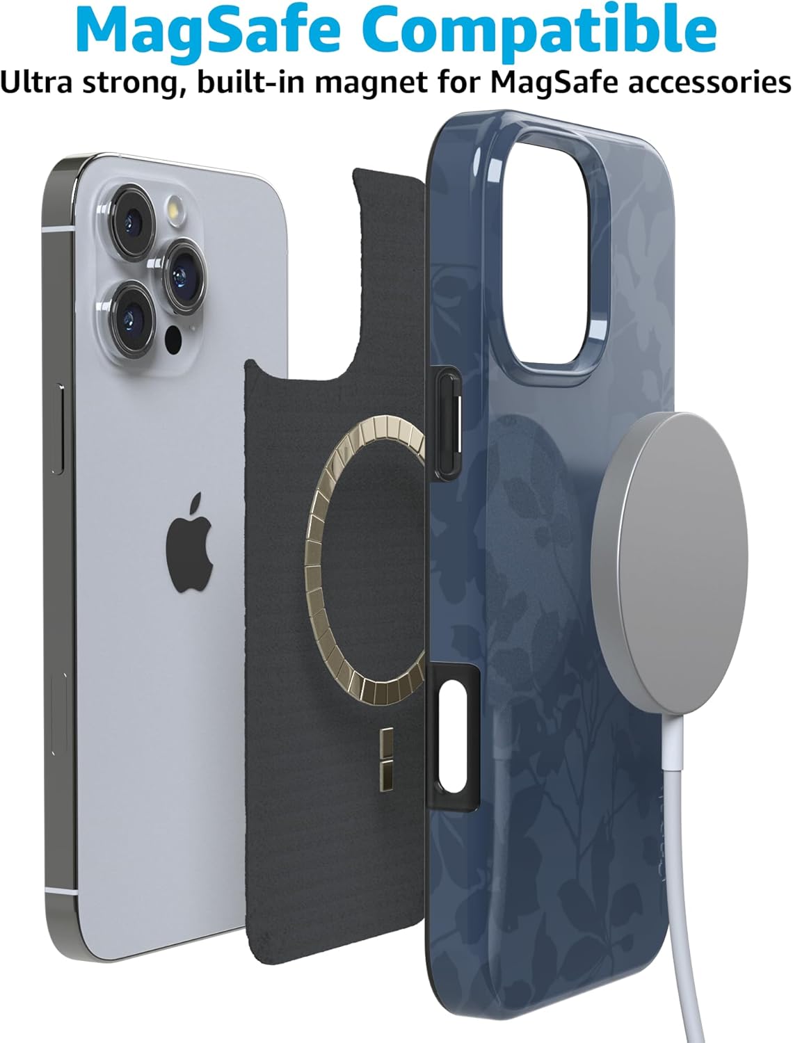 Casely iPhone 16 Pro Case | Moody Monochrome | Twilight Flora | Compatible with MagSafe | Classic Ultra Thin Design