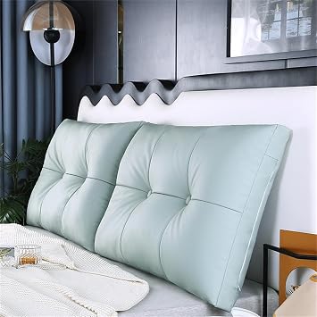 XOOFMASS 2Pcs Faux Leather Headboard Pillow Reading Bed Rest Pillow Bolsters Pillow for Bed Back Support Backrest Cushion for Decorative Sofa Bed,Blue,L 39"/ 100cm