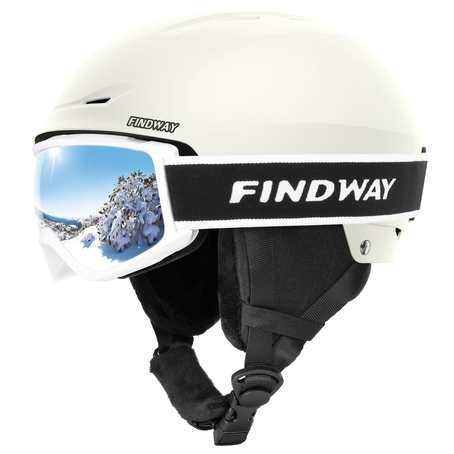 Findway Kit Casco Sci con Maschera Sci, Casco Snowboard con Occhiali Sci per Uomini Donne e Giovani UV400 Proteczione Set di Casco per Sport Invernali