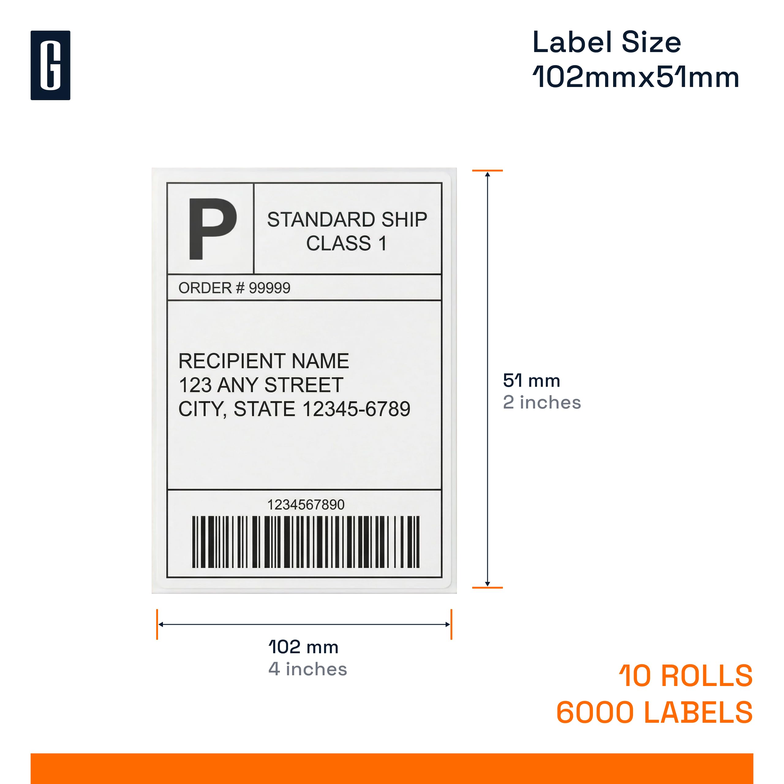 GROF - 10 Rollen DK-11240 Adressetiketten Versandetiketten 102x51mm - 600 Etiketten/Rolle [6000 Etiketten] kompatibel mit Brother QL Etikettendrucker- selbstklebende Thermoetiketten für Versand, Lager