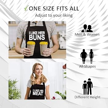 Funny Couples Aprons Set – 2Pcs Kitchen Aprons For Him & Her, Great Gift For Couples, Bridal Showers & Cooks - View #9