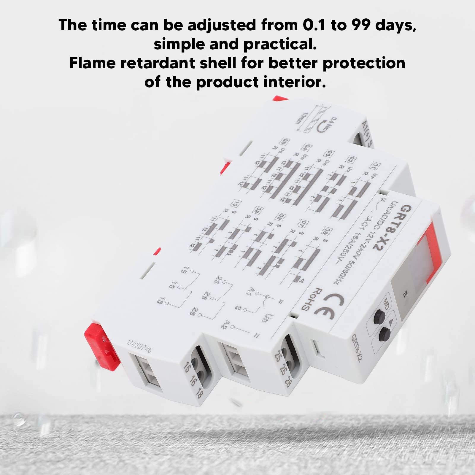 Temporizador de retardo de relé de Tiempo con Pantalla Digital y Rango de temporización Ajustable - CA 12 V - 240 V - Carcasa de ABS Retardante de Llama para Interruptor de
