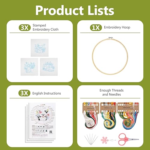 Miniatura 41 de Santune - Kit de bordado para adultos principiantes, kits de punto de cruz, patrones de mariposa e instrucciones (idioma español no garantizado)