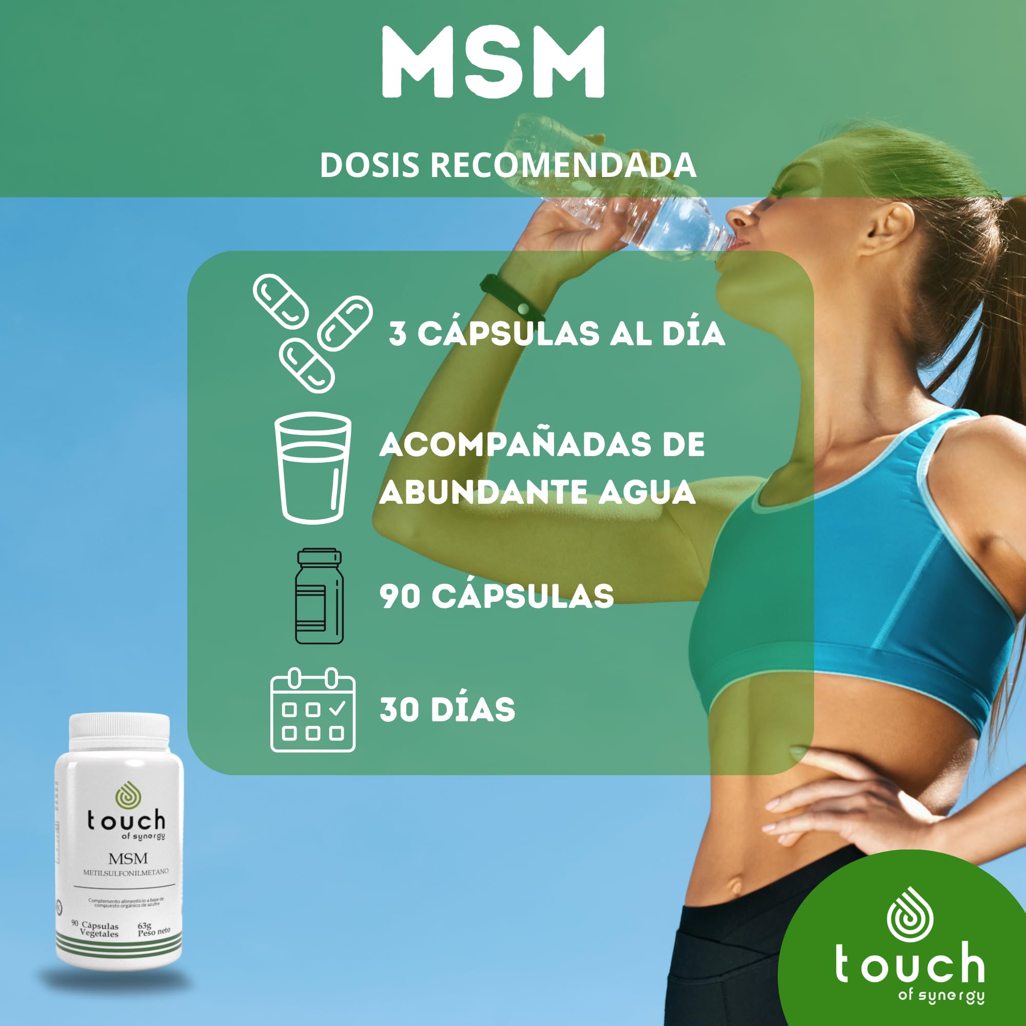 MSM 1000mg - 90 Cápsulas - Metilsulfonilmetano Puro - Apoya la Salud Articular, Reduce la Inflamación y Mejora la Movilidad