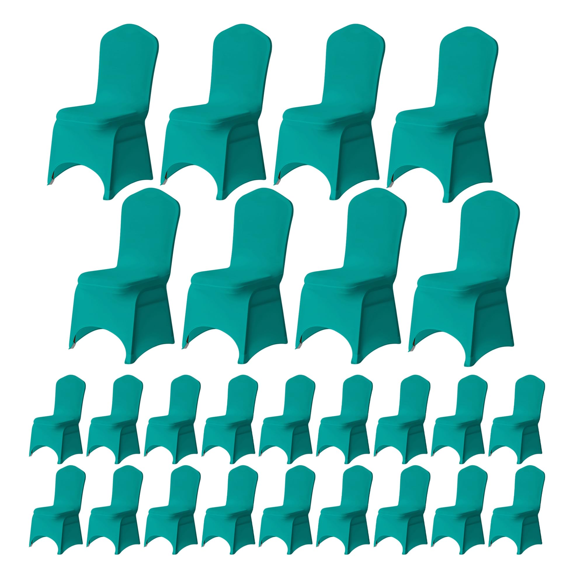 Trimming Shop Turquoise Wedding Chair Covers Set of 100, Spandex Polyester Stretch Removable Washable Universal Slipcovers for Wedding Banquet, Dining Party & Events