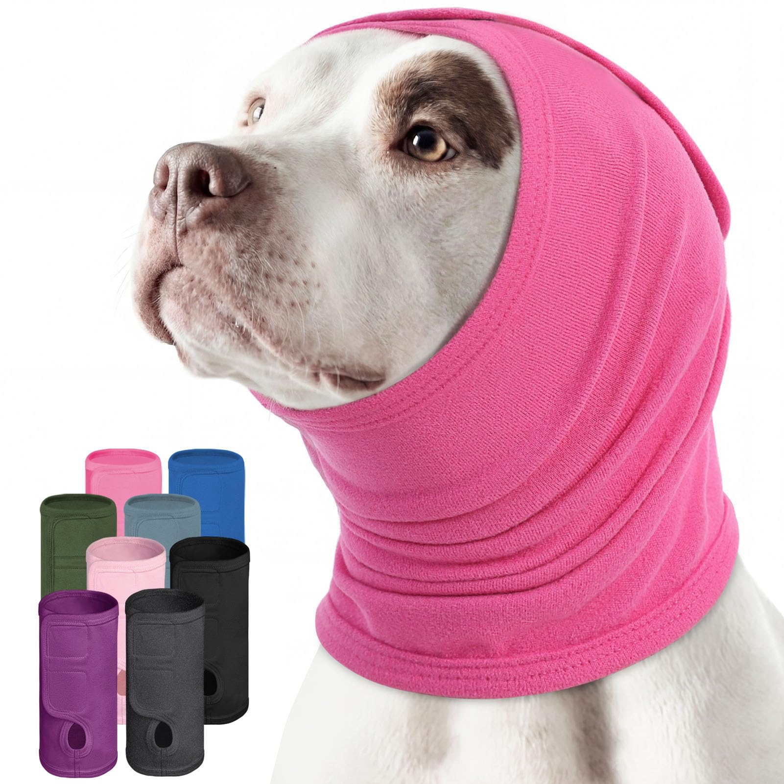 AOFITEE Dog Calming Hoodie, Soft Dog Ear Muffs Noise Protection for Anxiety Relief, Adjustable No Shake Ear Wraps for Dogs Noise Protection Head Wrap for Firework, Grooming, Thunderstorms, RoseRed XL