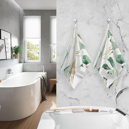 Miniatura 6 de Juego de 2 toallas de mano de mármol de hoja dorada, toallas de baño de algodón para secar la cara, manos, cuerpo, decorativas, delgadas,