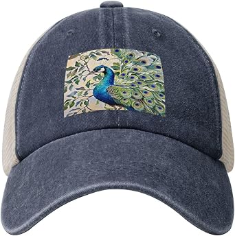 Snapback Trucker Hats Peacock Watercolor Painting Cowboy Baseball Caps Adjustable Blank Mesh Ball Caps for Men Women