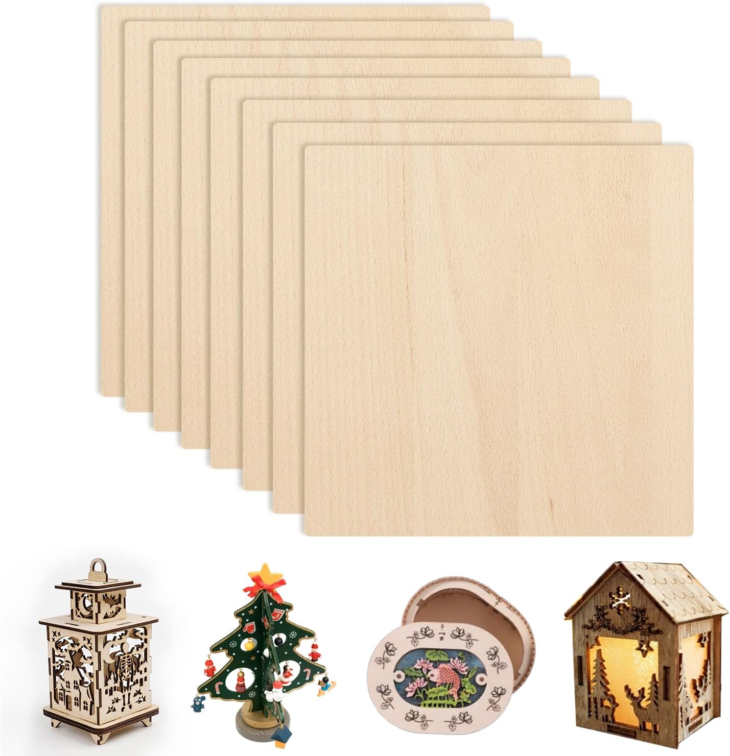 16 Pcs Plywood Basswood Sheets 400x400x3mm 15.7”x15.7”x1/8” Unfinished Wood Sheet for Laser Cutting Engraving DIY (400x400x3mm, 16 Pcs)