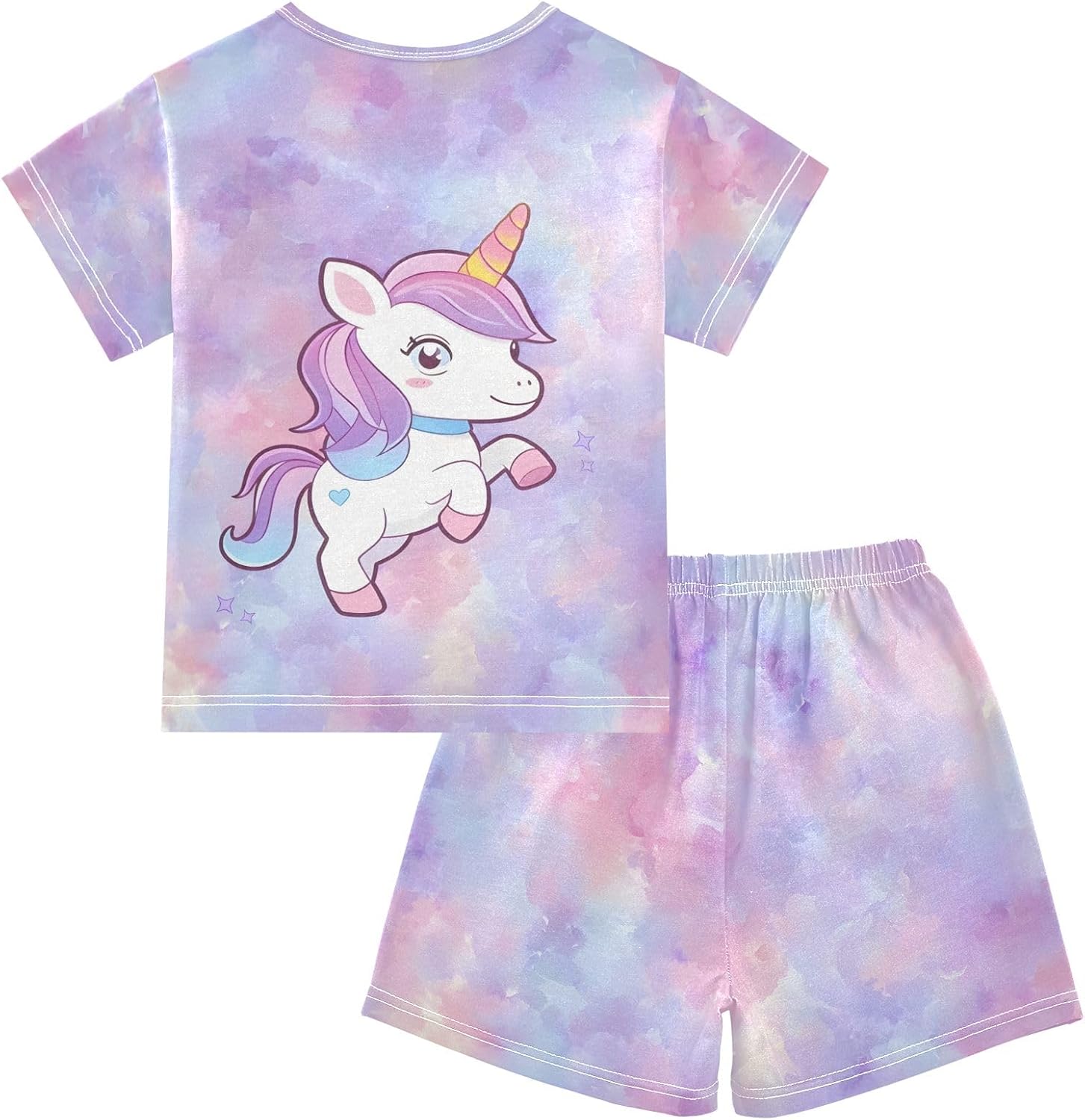 SUABO Summer Pajama Set Good Night Moon Capybara, Short Sleeve Sleepwear Nightwear
