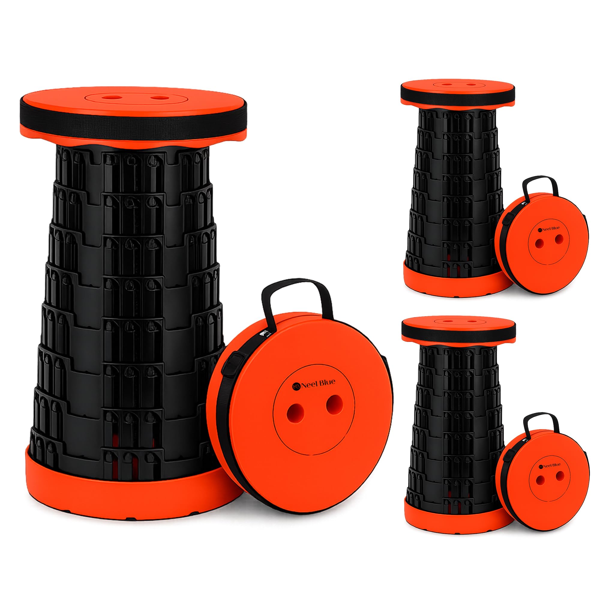 Trimming Shop Telescopic Folding Stool Portable Seat 440lbs, Orange, 3pcs — image 1