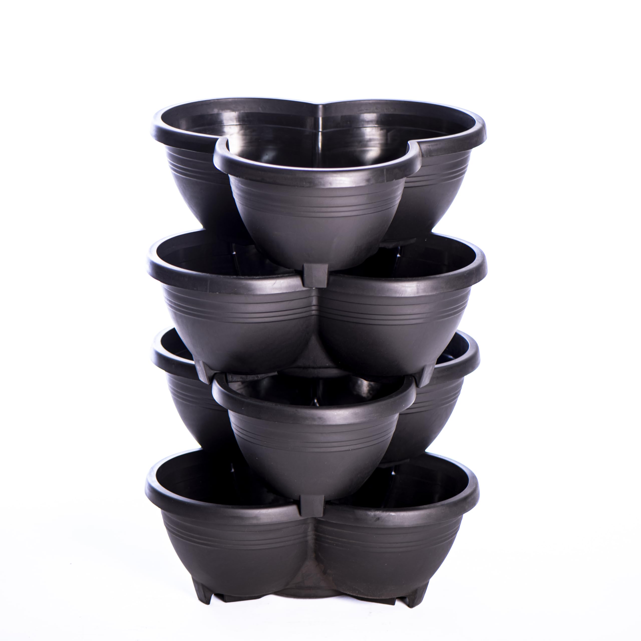 Garden Gear Vertical Stacking Planter Tower Modular Plant Pots for Strawberries Herbs Tomatoes Space Saving Stackable Garden System Weatherproof (4 Tier)