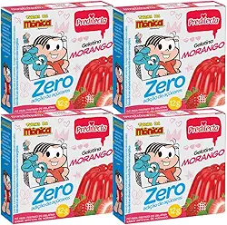 4 Gelatina Em Pó Zero Açucar Sabor Morango 12g