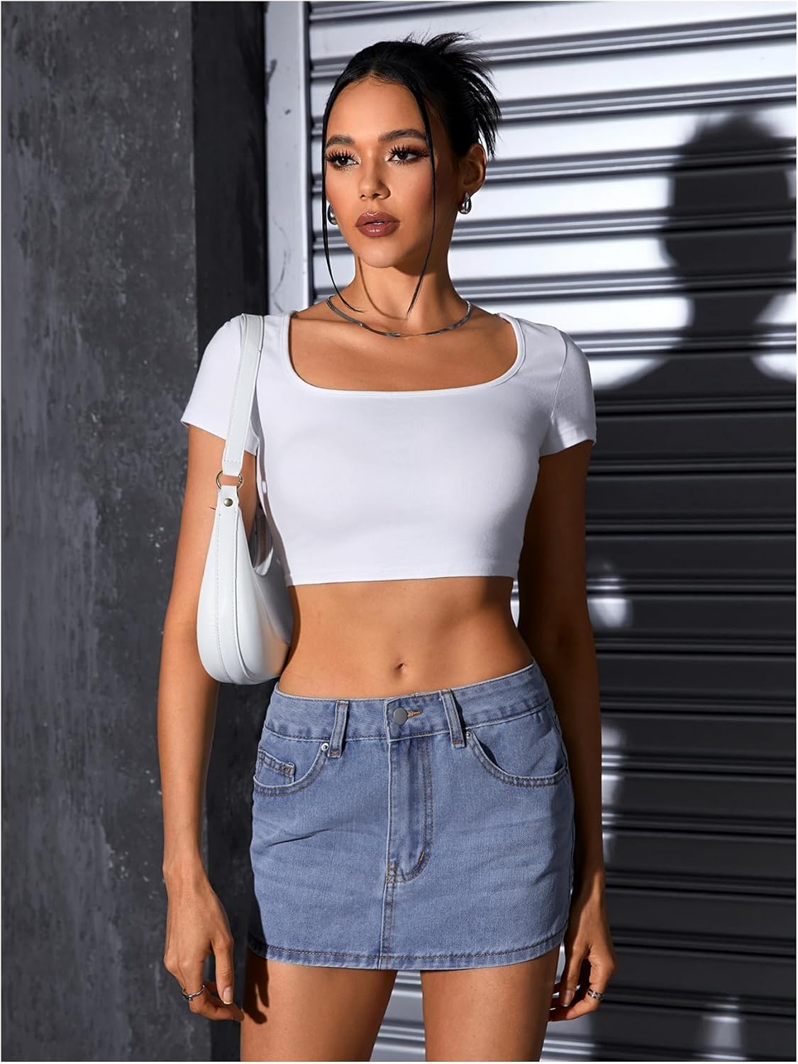 MakeMeChic Women's Casual High Waist Bodycon Jean Skirt Button Zipper Fly Mini Denim Skirt - Image 5