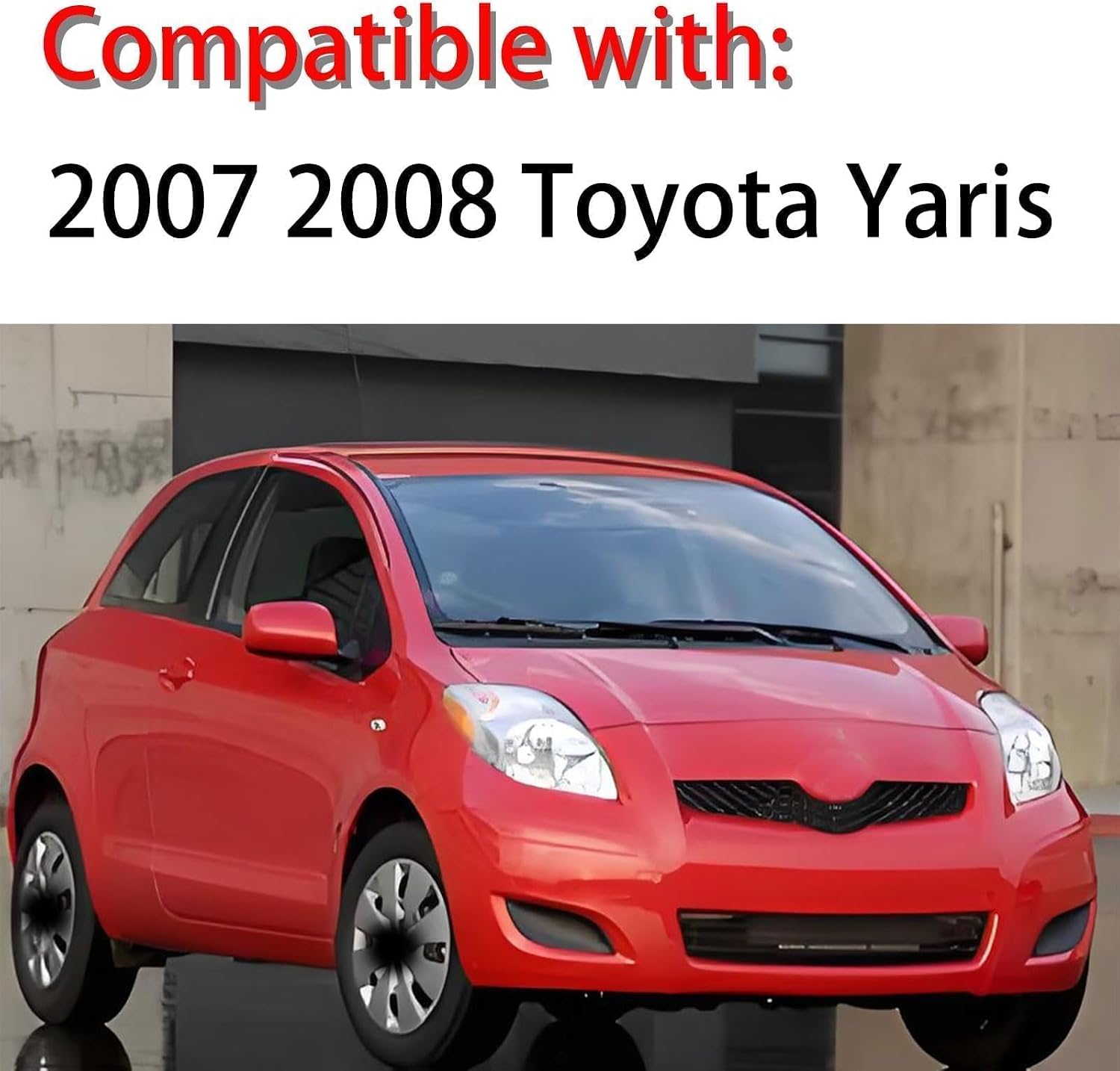 2PCS Headlights Assembly Compatible with 2007 2008 Toyota Yaris 3 door & 5 door Hatchback Headlamps Assembly Chrome Housing Clear Lens Replacement Driver & Passenger Side 20685401 20685301