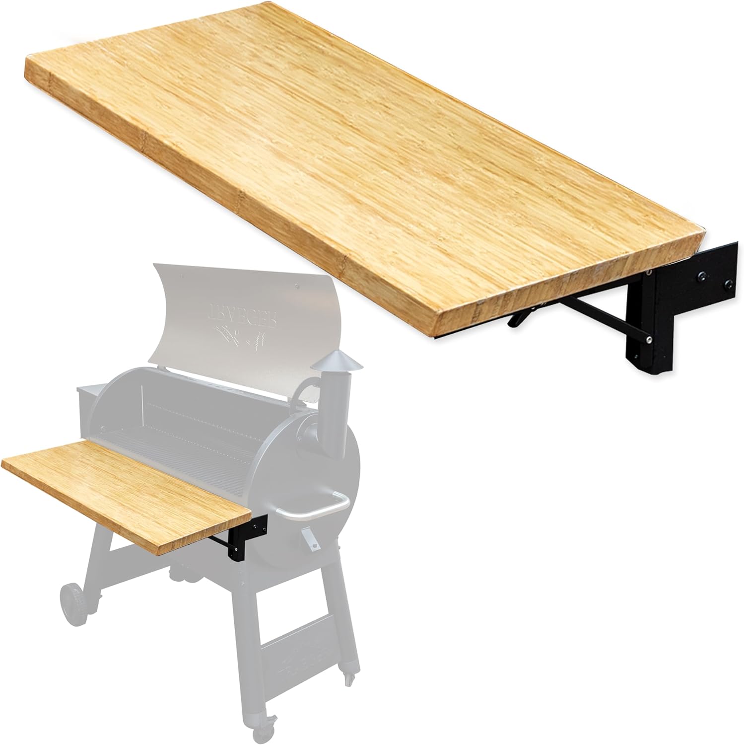 Iron Forge Tools 26x12 Composite Folding Grill Shelf Accessory - Pellet Smoker Barbeque Charcoal Grill Accessories - Compatible with Traeger Pro, Ironwood Texas Elite, Eastwood