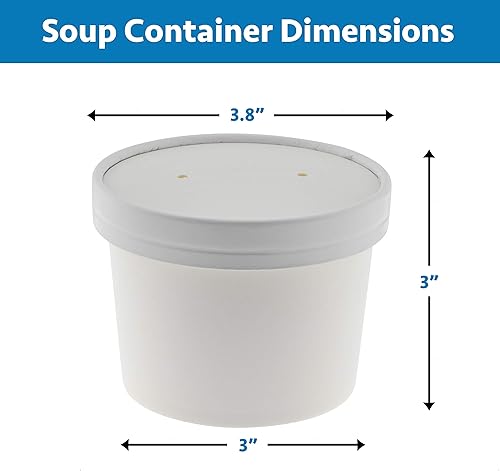 Miniatura 3 de Recipientes de almacenamiento de sopa de papel con tapas  Recipientes de almacenamiento de alimentos desechables aislados de 12 onzas para alimentos