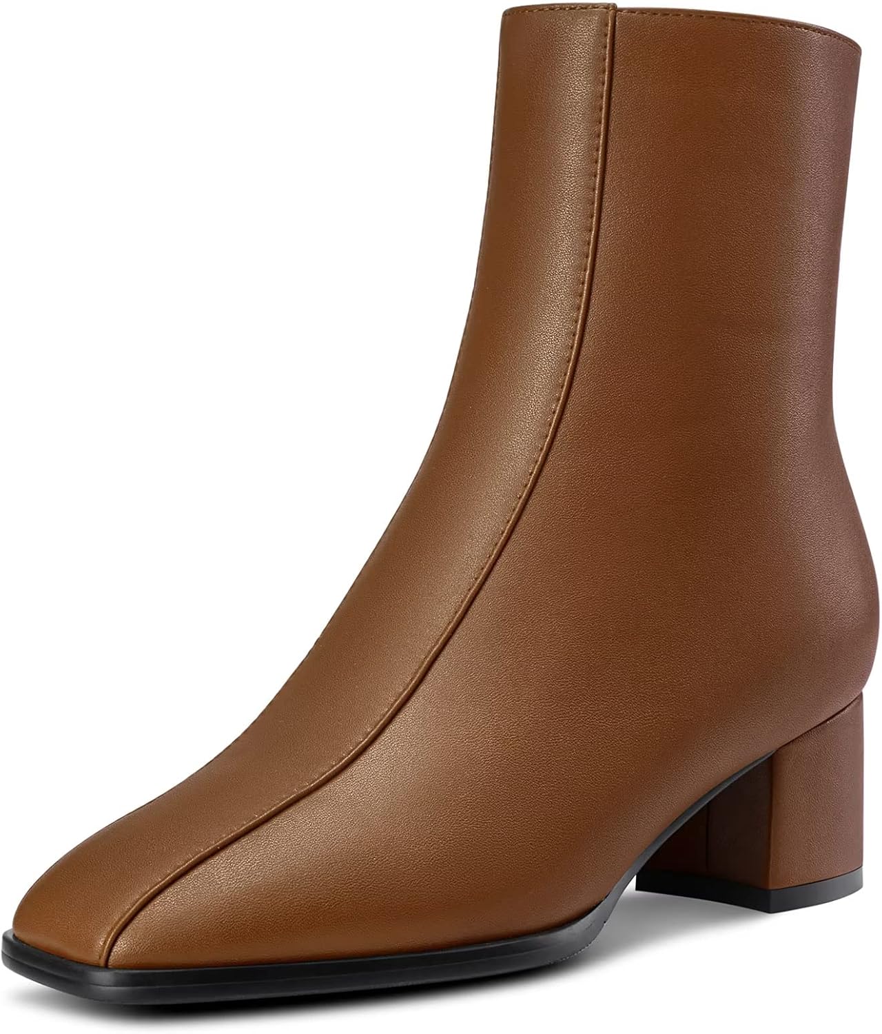 NobleOnly Women Chunky Block Low Kitten Heel Square Toe Zipper Ankle Boots Short Bootie Wedding Dress 2.0 Inches Heels