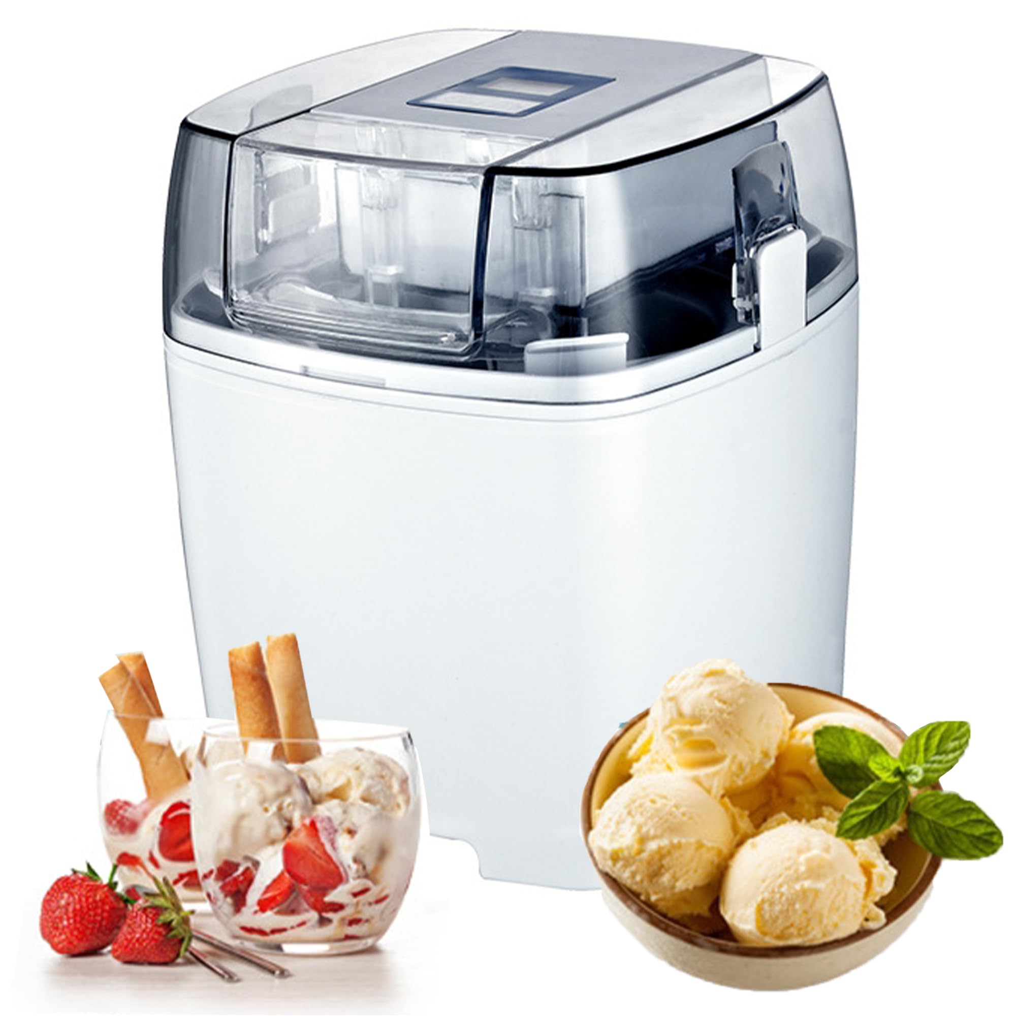 Eiscreme-Maschine, 1,5L Dessert-Maschine, Frozen Yoghurt Maker, 15 Minuten Quick Make, One Touch Adjustment, schnell EIS, Sorbet und Joghurt Machen