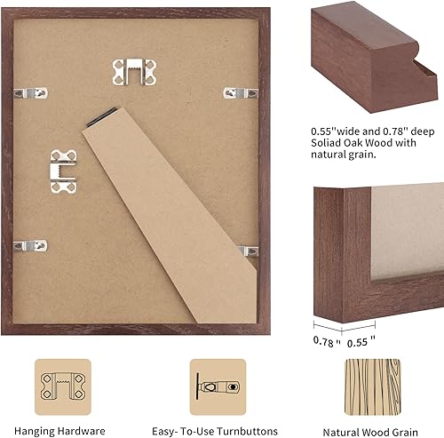 Miniatura 3 de puthiac Marco de fotos de madera de roble nogal de 11 x 14 pulgadas, marco minimalista de 11 x 14 pulgadas, marco de madera maciza natural para