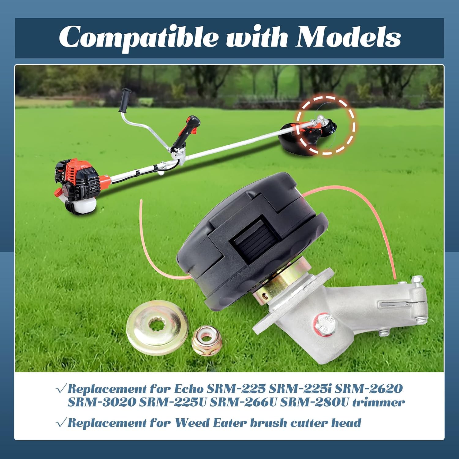 P021008182 Trimmer Gear Head Gearbox Head Replacement for Echo SRM-225 SRM-225i SRM-2620 SRM-3020 SRM-225U SRM-266U SRM-280U for Weed Eater Brush Cutter Replace 99944200907 P021053950