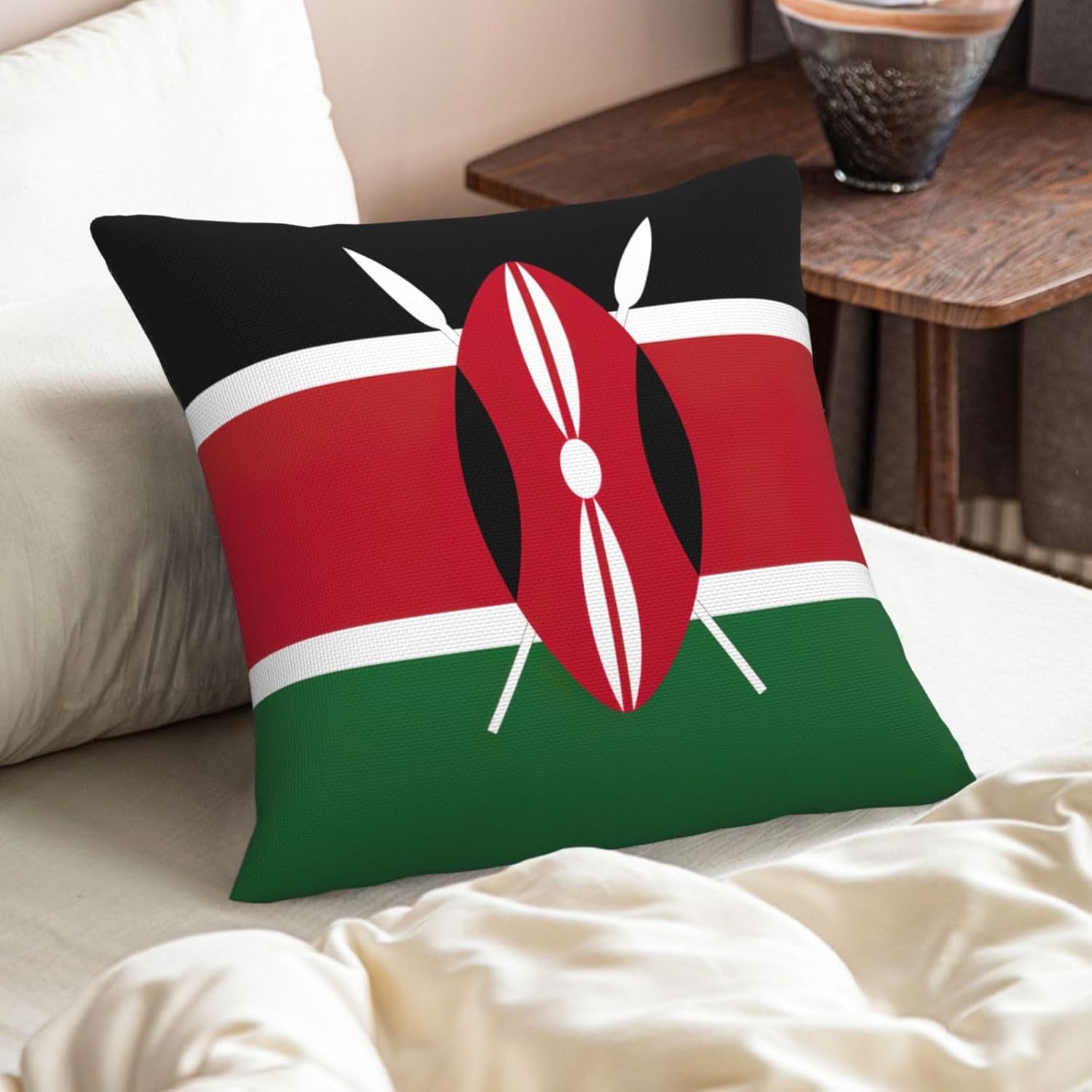 Flag of Kenya Imitation Linen Pillowcase -2 Sets, Fashionable Home Decoration, Used for Sofas, Gardens, beds
