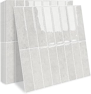 MORCART Upgraded Peel and Stick Backsplash, 20 Sheets of 11.8"x11.8" - 3D Adhesive Waterproof Wall Tiles for Kitchen Countertop, Bathroom, Subway Tiles, Gray-Apricot