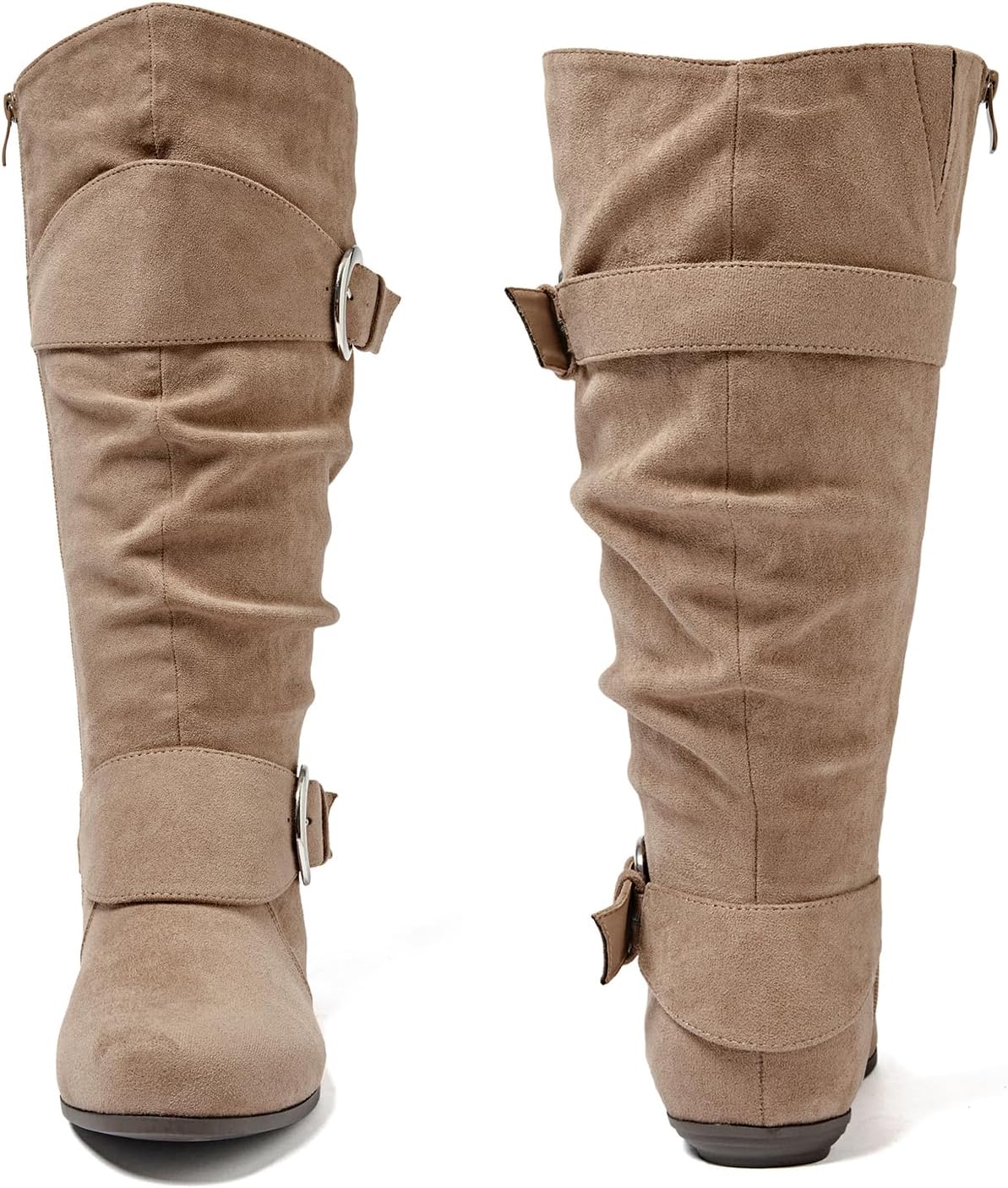 Luoika Women's Extra Wide Calf Knee High Slouchy Boots, Wide Width Tall Boots with Flat Heel Side Zipper. - Image 7
